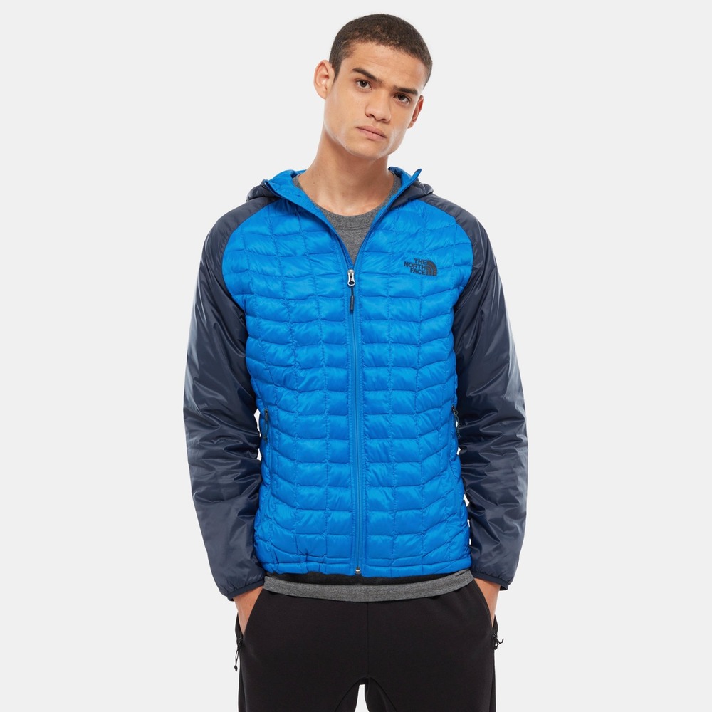 The North Face Thermoball Hooded Jacket Blue Navy Mens Medium Lightweight Puffer